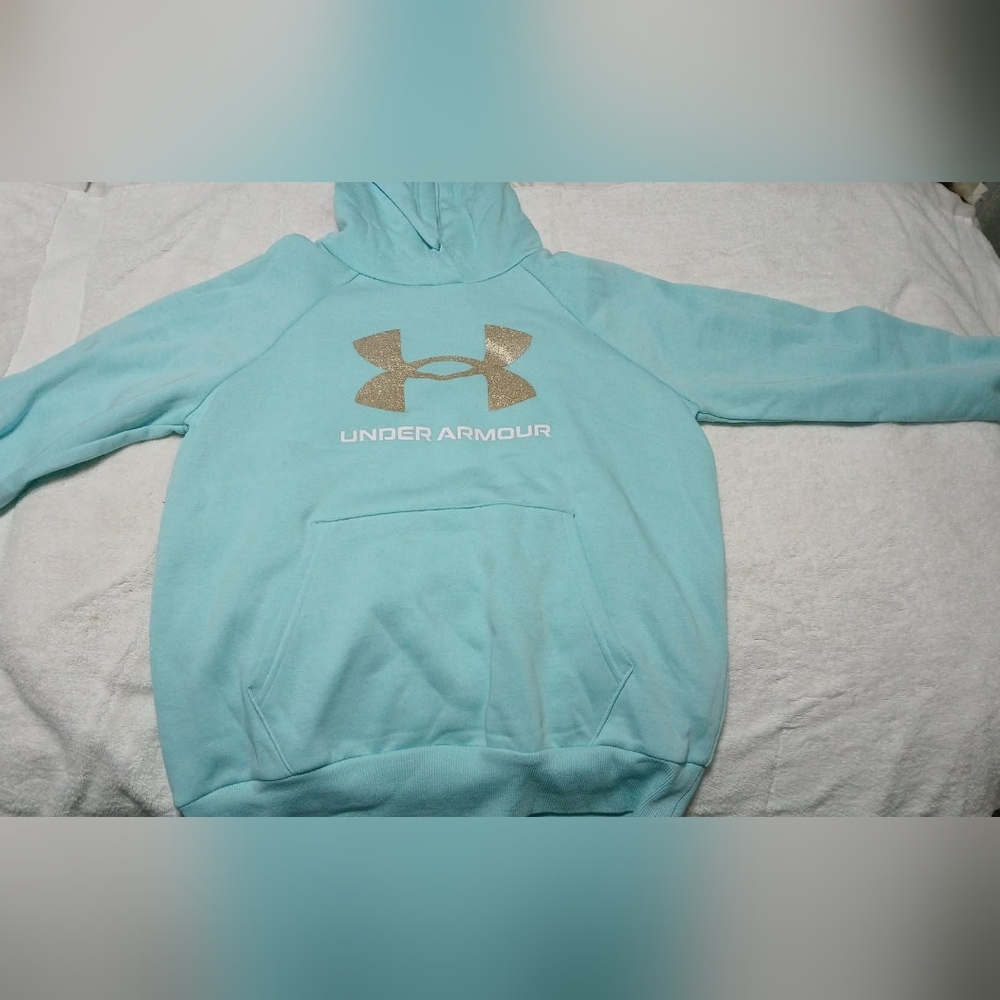 Under Armour Aqua Hoodie with Gold Emblem